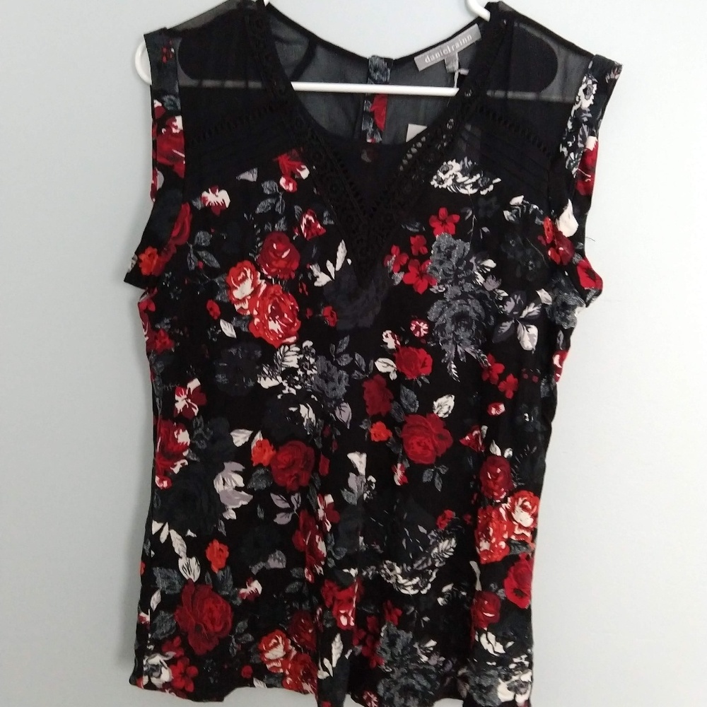 Black and Red Floral Blouse